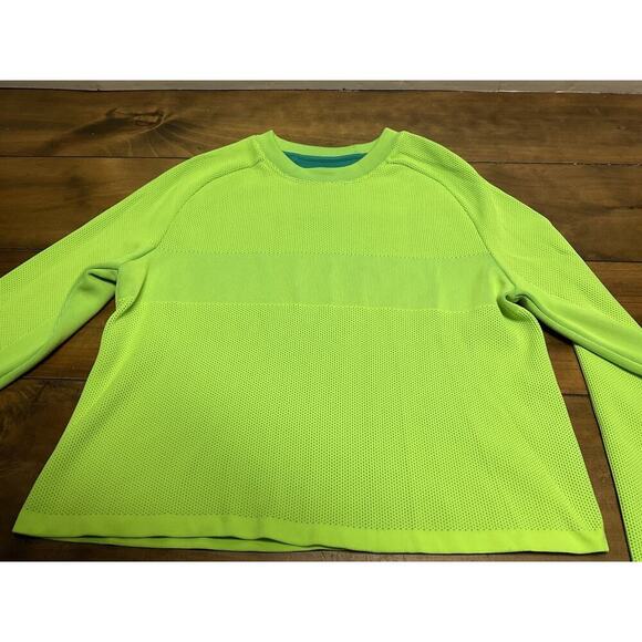 Athleta Neon Green Small Turbo Seamless Long Sleeve Sweatshirt Crop - Picture 2 of 9
